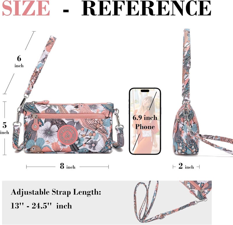 AOCINA Small Wristlet Wallet for Women RFID Blocking Crossbody Purse Gifts for Valentines Day Nylon Cell Phone Purses - Image 4